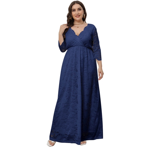 KAXIDY Robes grande taille pour femmes, robe de soirée élégante en dentelle