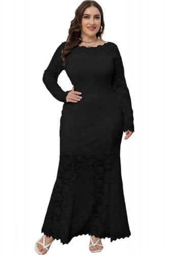 KAXIDY Vestidos de talla grande para mujer, elegante vestido de noche de encaje