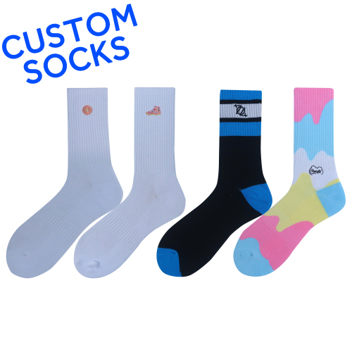 Custom logo socks unisex athletic plain knit crew cotton knit mens sports socks
