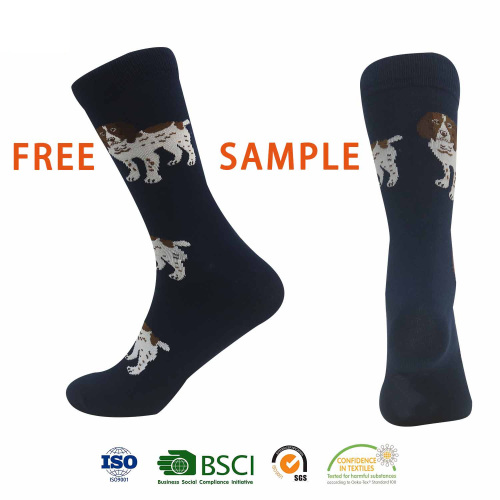 Wholesale custom logo design cotton unisex sockls fashion colorful funny happy dress crew socks for men