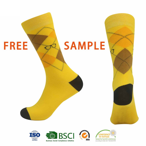 Custom logo design Colorful Casual fashion and soft Crew knitted logo happy Funky Happy Socks For Men Women