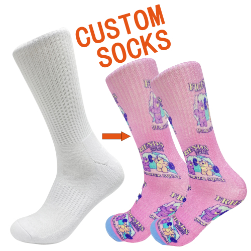 High quality customised logo sublimation blank socks white print socks colorful and novelty mens socks unisex