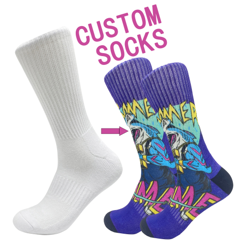Custom Print blank Socks 3D Seamless 360 Digital Sublimation Print Bamboo cotton socksMen Sport Crew Socks
