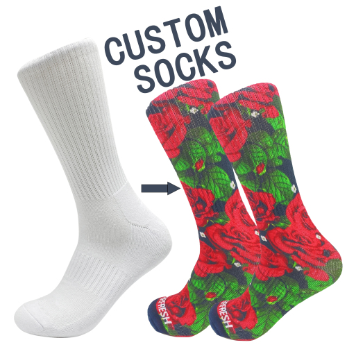 custom logo sublimation 3d printed blank socks digital photo printing design your own tube sock for unisex