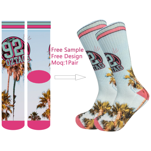 Wholesale custom your logo colorful sublimation socks blank sublimated printing mens sports socks unisex