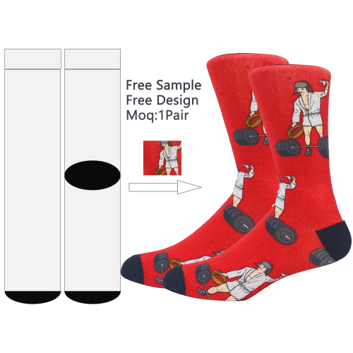 Wholesale sublimation sock blank custom logo printed cotton socks good quality sublimated printing mens socks