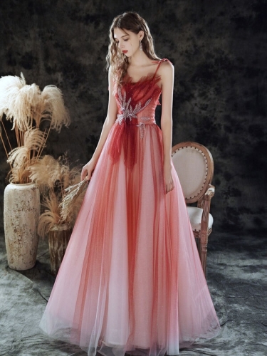 Ombre Red Long Dress