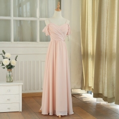 Off the Shoulder Pink Bridesmaid Dress