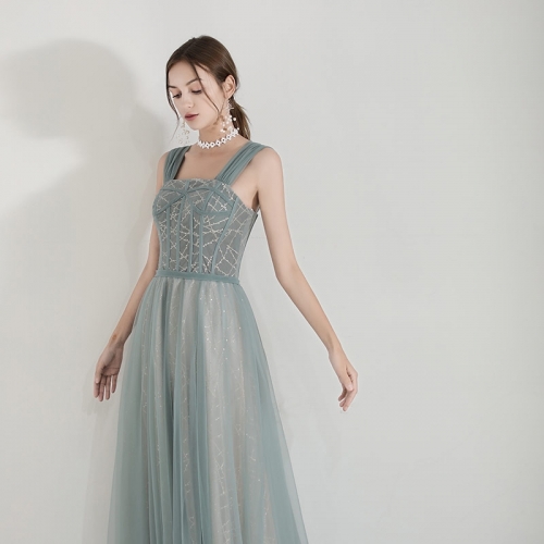 Sage Green Tulle Convertible Dress