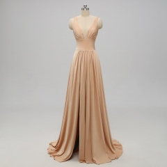Gold Long Bridesmaid Dress with Slit