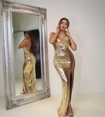 Sexy Gold Evening Dress