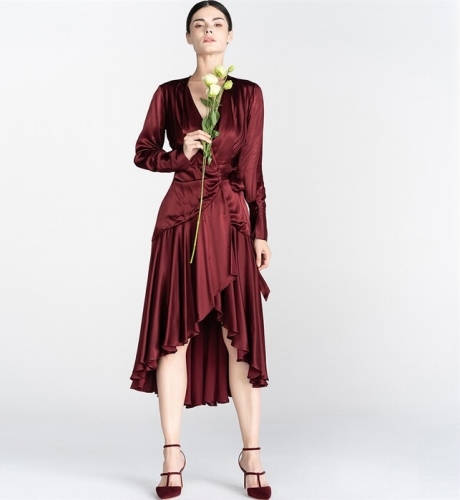 Burgundy Midi Wrap Dress