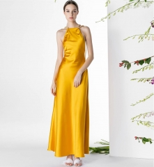 Backless Mustard Yellow Long Dress