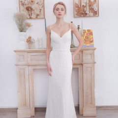 Simple Mermaid White Long Wedding Dress