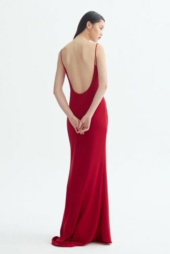 Backless Red Mermaid Evening Dress