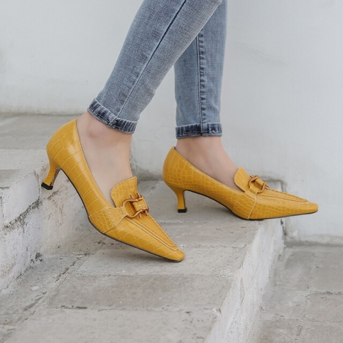 Mustard Yellow Pointed-toe Heels
