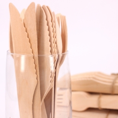 Biodegradable wooden cutlery, knife, fork and spoon