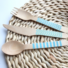 Environmentally degradable wooden cutlery, knife, fork and spoon