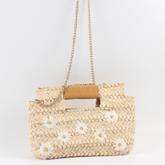 Womens Straw Clutch Handbag， Straw Woven Beach Purse Envelope Bag ，Wallet Shoulder Bag