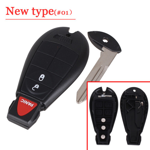 #01 New 2+1 Button Fobik Smart Key Shell For C-hrysler( Big Logo)
