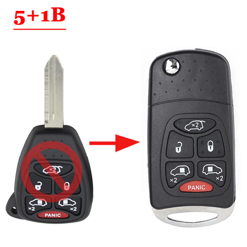 Remodeling Flip key Shell For C-hrysler 6 Button Key Panic Button