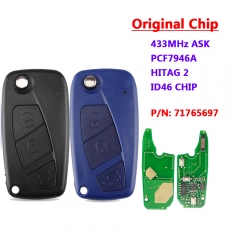 3 Button 433Mhz Remote Key For FIAT 500 Panda Punto Bravo Delphin Key PCF7946 Chip 3 Button 433Mhz