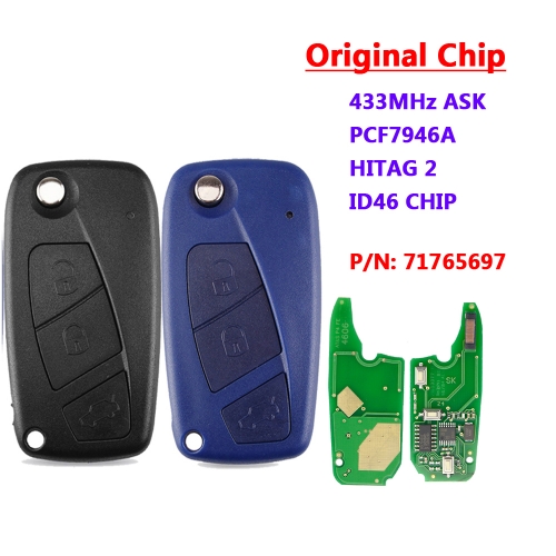 3 Button 433Mhz Remote Key For FIAT 500 Panda Punto Bravo Delphin Key PCF7946 Chip 3 Button 433Mhz