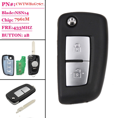 (SK355013-2B) QCONTROL New Remote Key For Nissan CWTWB1G767 / TWB1G767, Juke F15, P-ulsar C13, Qashqai J11, X-Trail T32