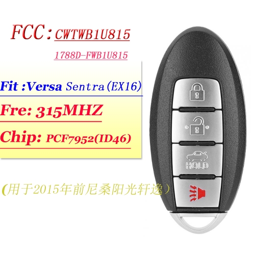 (SK355006) For Nissan TWB1U815 CWTWB1U815 Sunny Teana Sylphy Sentra Versa 315Mhz
