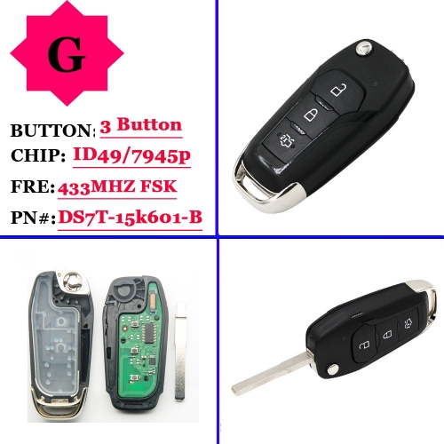 Original Remote Key For Ford Ranger 3Button 433Mhz FCCID DS7T-15K601-B