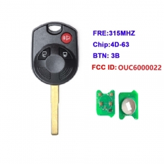 Remote Key Key 3Button 315Mhz With 4D63 Chip For C-Max Escape Focus Uncut HU101 Blade (KYDZ)