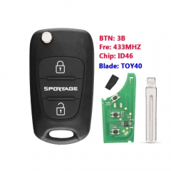 2 Buttons Flip remote key With ID46 Chip 434MHZ For Kia Sportage