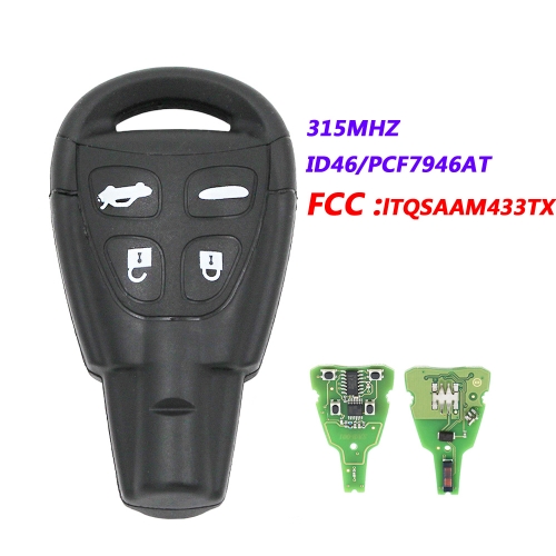 4 Button Remote Card For Saab ID46 Chip 315Mhz