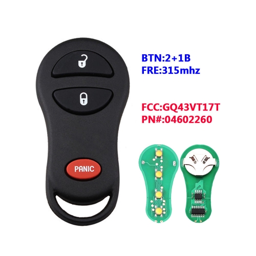3BTN Car Key Fob 315Mhz For DODGE Caravan Ram Dakota Durango C-hrysler Town & Country GQ43VT17T 04602260