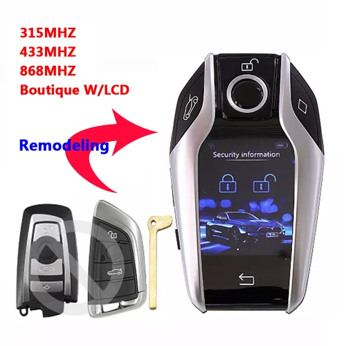 (315/433/868Mhz)4 Buttons Modified Boutique Smart LCD Key for BMW 3 5 7 F Series FEM/BDC/CAS4/CAS4+ HUF5662 HUF5767 5WK49861