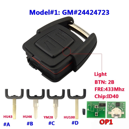 2 Button Remote Key For Opel With ID40 Chip And Blade (GM#93176615)