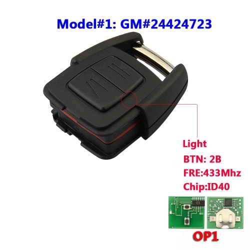 2 Button Remote Fob Keyless For Opel Astra G /Zafira A