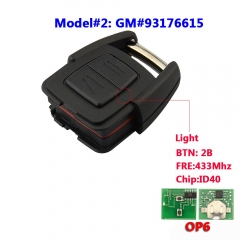 2 Button Remote Key For Opel (GM#93176615)