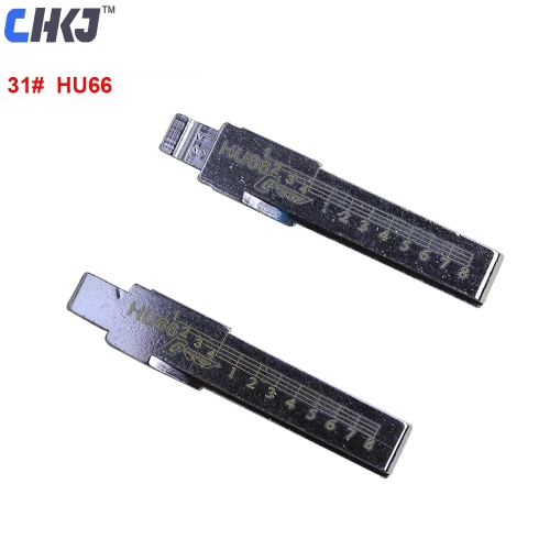 HU66 Scale Shear Teeth Blank Key For Volkswagen Audi Skoda NO.31 Engraving Line Key Blade For Cayenne Bugatti