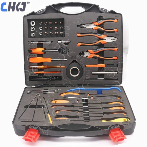 Hand Tool Set General Household Repair Hand Tool Kit with Plastic Toolbox Storage Case Socket Screwdriver Knife