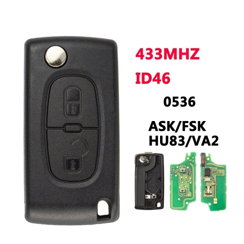 2B Flip Key For Peugeot Citroen Blade HU83/VA2 0536 ASK/FSK