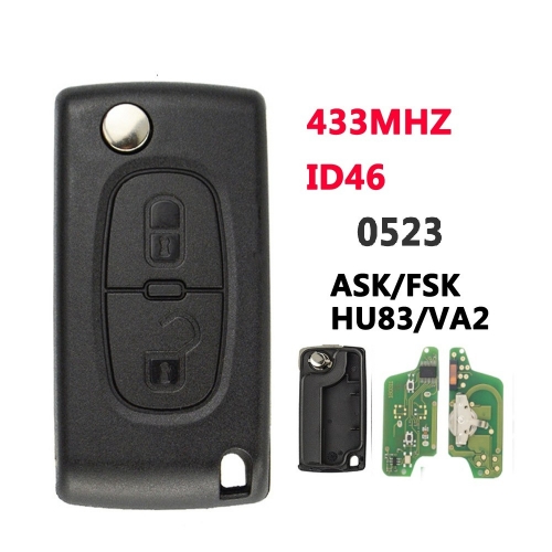 2B Flip Key For Peugeot Citroen Blade HU83/VA2 0523 ASK/FSK
