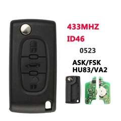 3B Flip Key For Peugeot Citroen Blade HU83/VA2 0523 ASK/FSK