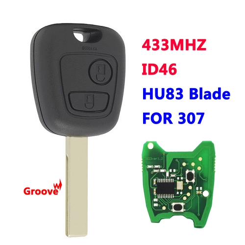 2 Button Remote Key For Peugeot Citroen 307 HU83 Blade