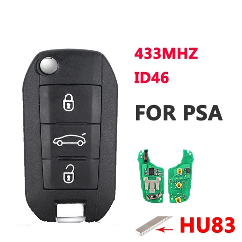 3B Flip Key For Peugeot Citroen Blade HU83 433Mhz