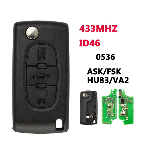 3B Flip Key For Peugeot Citroen Blade HU83/VA2 0536 ASK/FSK