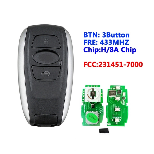 FSK 231451-7000 Denso Car Remote Key for Subaru Forester Legacy Impreza XV BRZ 2014-2017 433.92MHz H/8A Chip