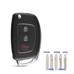 TOY40 #A/HY20 #B/HY20R #C/HY15R Right #D/HY15 Left #E Blade 2+1Button Flip Key Shell For Hyundai KIA Flip Key B Blade
