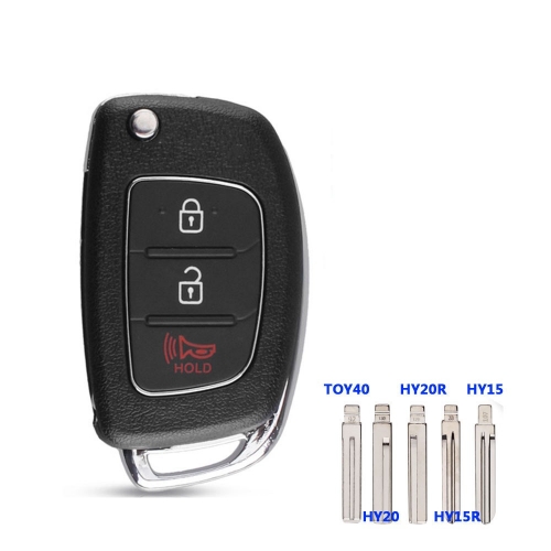 TOY40 #A/HY20 #B/HY20R #C/HY15R Right #D/HY15 Left #E Blade 2+1Button Flip Key Shell For Hyundai KIA Flip Key B Blade