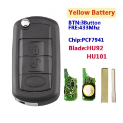 For Old Landrover Discovery 3 Button Flip Key 433Mhz With PCF7941 Chip (Yellow Battery)